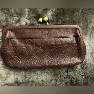 Fossil Wallet/Wristlet in Brown Leather